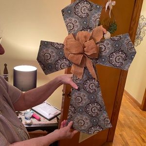 Boutique door hanger, OS, Green paisley & tan bow